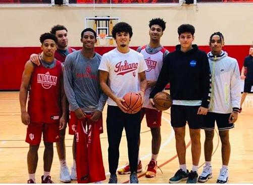 Current and future IU teammates pose for a picture at Indiana's Cook Hall.
